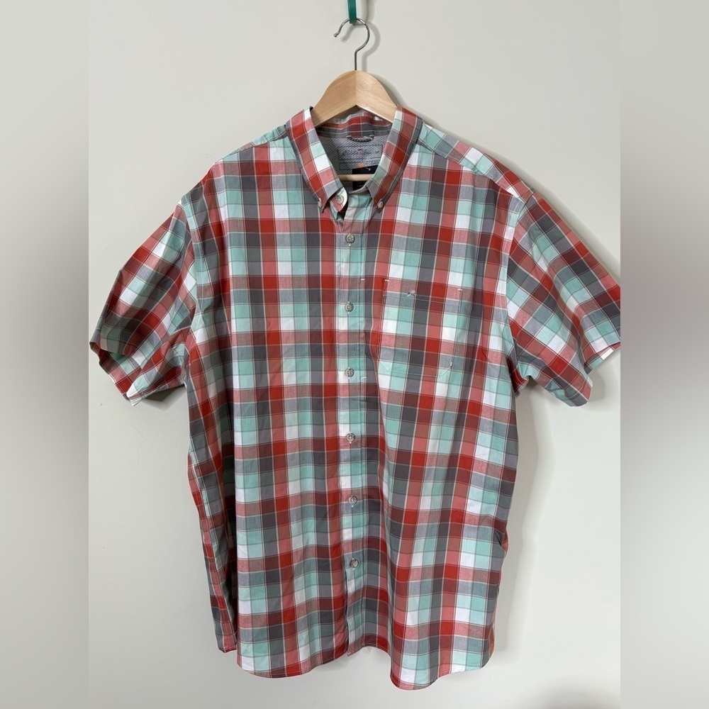 Eddie Bauer Voyager Flex Button Up Short Sleeve Plaid New Size XXL